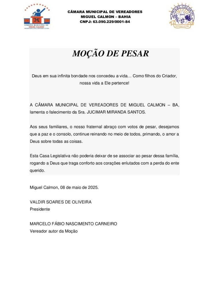 MOÇÃO DE PESAR