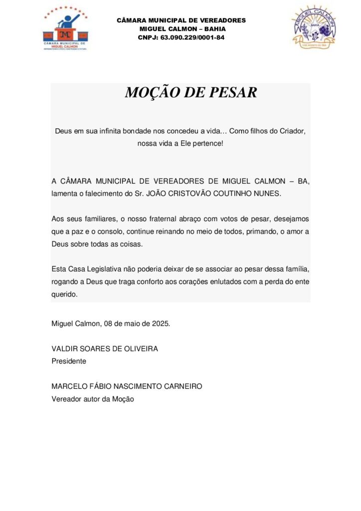 MOÇÃO DE PESAR