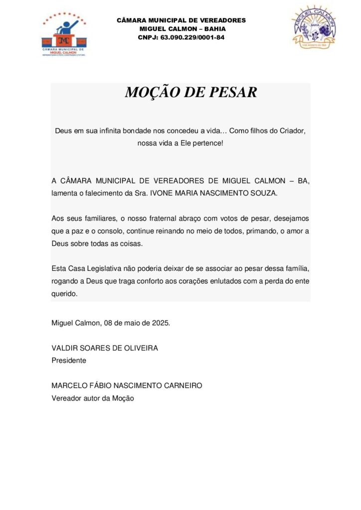 MOÇÃO DE PESAR