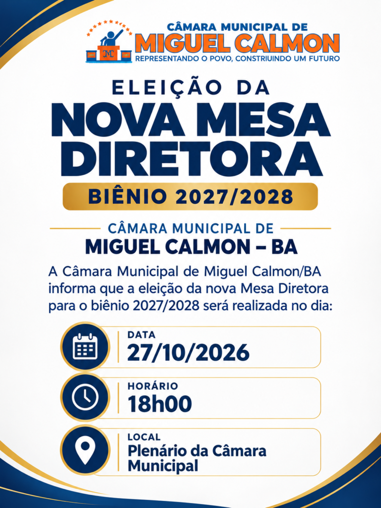 ELEIÇÃO DA NOVA MESA DIRETORA – BIÊNIO 2027/2028